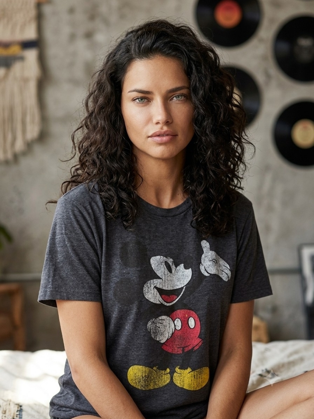 DISNEY Vintage Dark Gray Mickey Mouse Short Sleeve Tee Size Medium 21" Ptp
